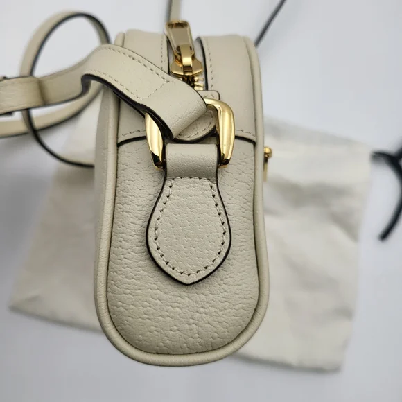 GUCCI Textured Dollar Calfskin Web Mini Ophidia Shoulder Bag Mystic White. Auth. - Picture 4 of 16
